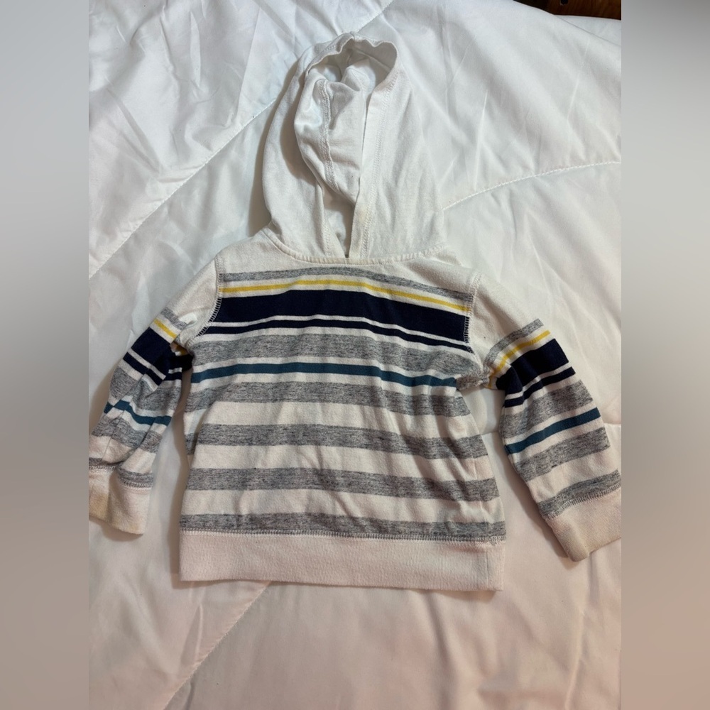 Koala Kids 6-9 months White and Blue Striped Hoodie sweatshirt